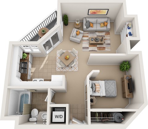 a floor plan of a house with a balcony and a living room